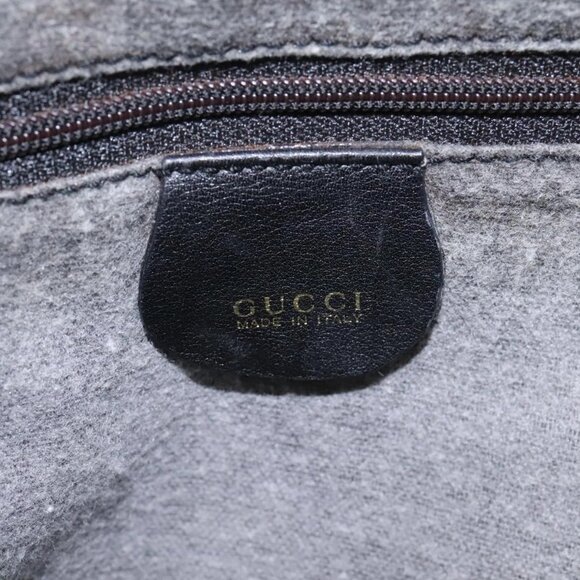 GUCCI Bamboo Hand Bag Leather 2way Black Gold - Picture 12 of 16